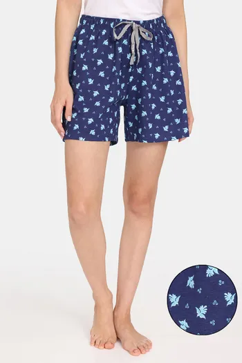 Buy Rosaline Mystic Town Knit Cotton Shorts - Ocean Cavern